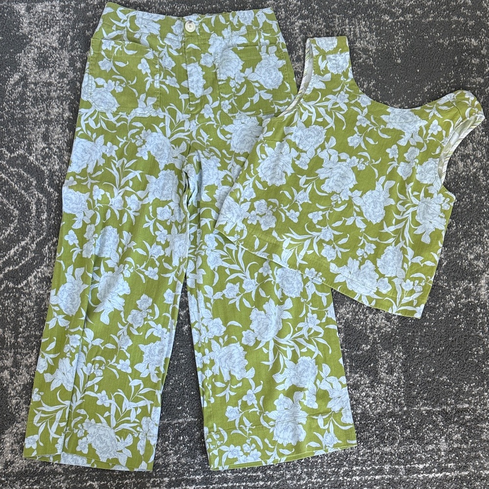 Maeve Green and White Floral Two-Piece Set